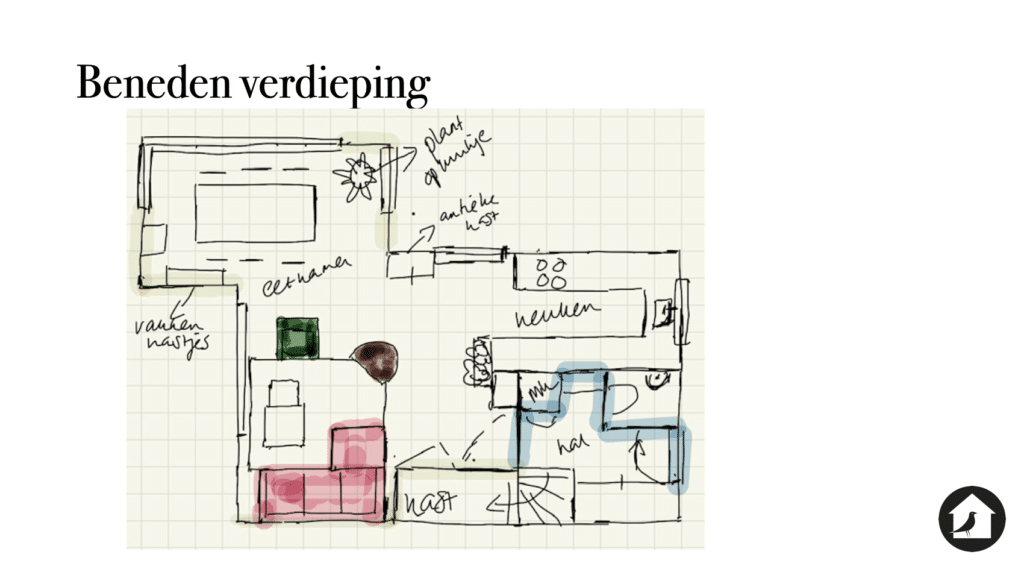 Plattegrond begane grond woonhuis Zwolle Le Living